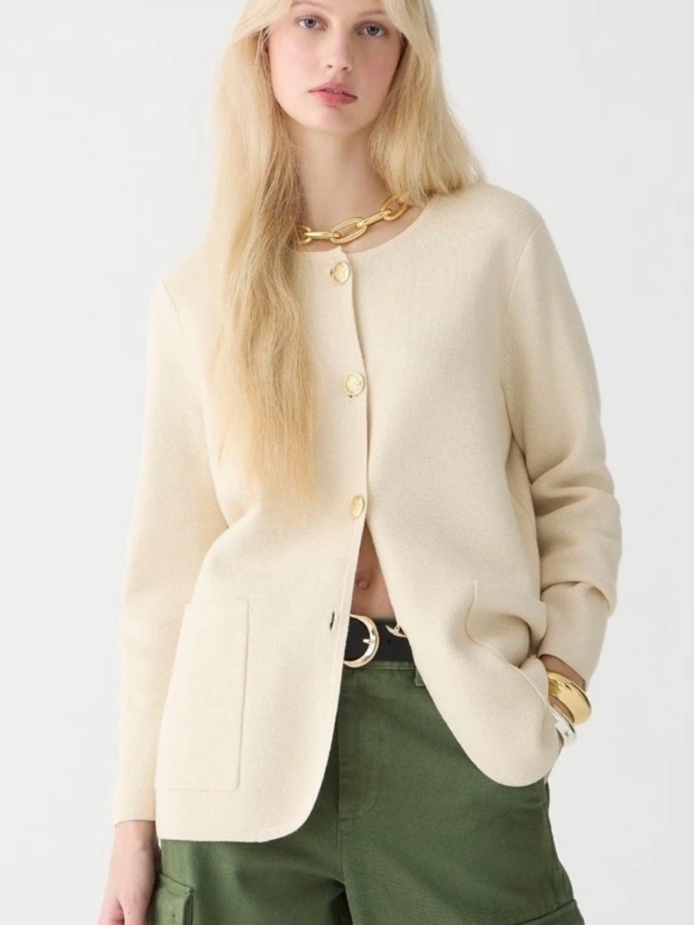 J.CREW giselle sweater blazer lady jacket oversized cream ivory size M